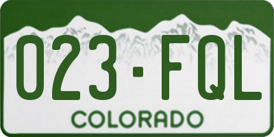 CO license plate 023FQL