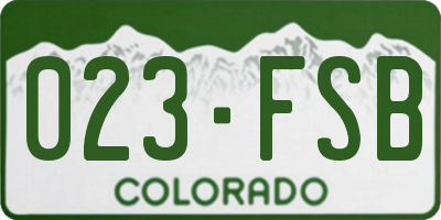 CO license plate 023FSB