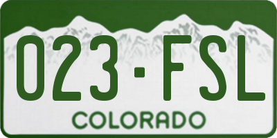 CO license plate 023FSL