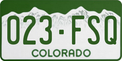 CO license plate 023FSQ