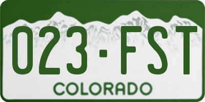 CO license plate 023FST