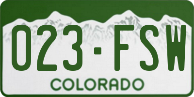 CO license plate 023FSW
