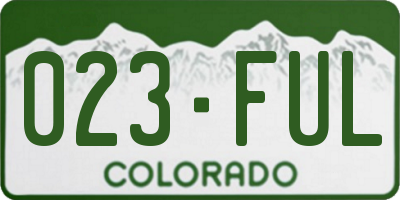 CO license plate 023FUL
