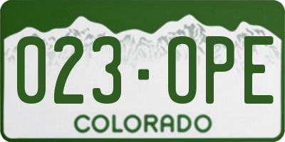 CO license plate 023OPE