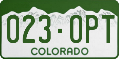 CO license plate 023OPT