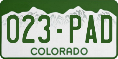 CO license plate 023PAD