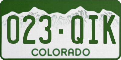 CO license plate 023QIK