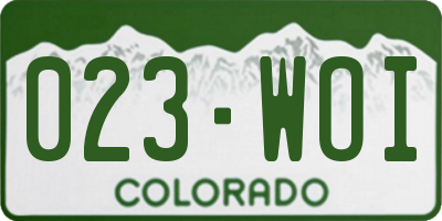CO license plate 023WOI