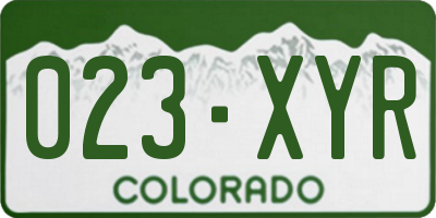 CO license plate 023XYR