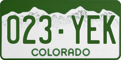 CO license plate 023YEK