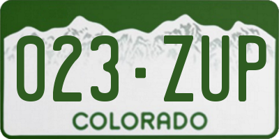 CO license plate 023ZUP
