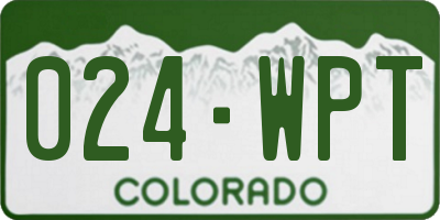 CO license plate 024WPT