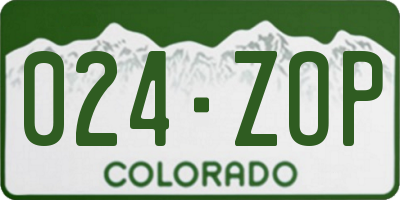 CO license plate 024ZOP
