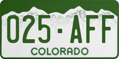 CO license plate 025AFF
