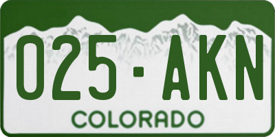 CO license plate 025AKN