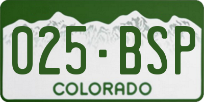 CO license plate 025BSP