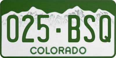 CO license plate 025BSQ