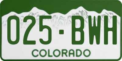 CO license plate 025BWH