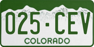 CO license plate 025CEV