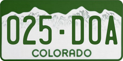 CO license plate 025DOA