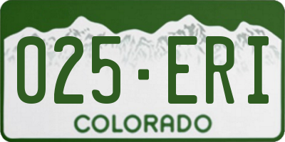 CO license plate 025ERI