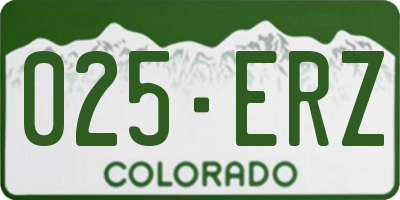 CO license plate 025ERZ