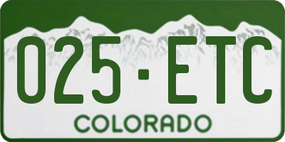 CO license plate 025ETC