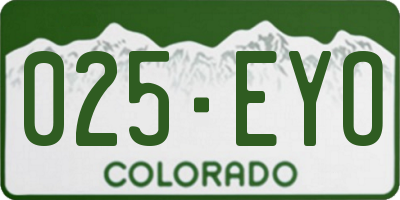 CO license plate 025EYO
