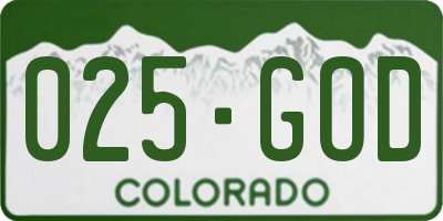 CO license plate 025GOD