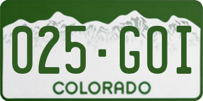 CO license plate 025GOI