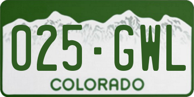 CO license plate 025GWL
