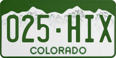 CO license plate 025HIX