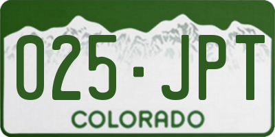 CO license plate 025JPT