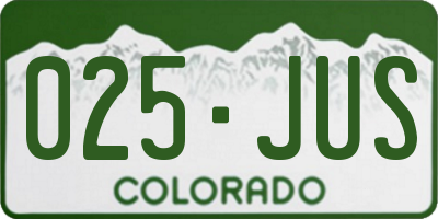 CO license plate 025JUS