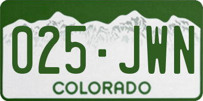 CO license plate 025JWN