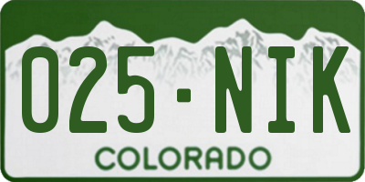 CO license plate 025NIK