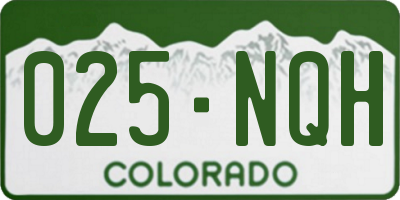 CO license plate 025NQH