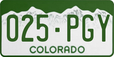 CO license plate 025PGY