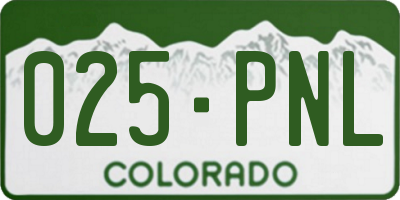 CO license plate 025PNL