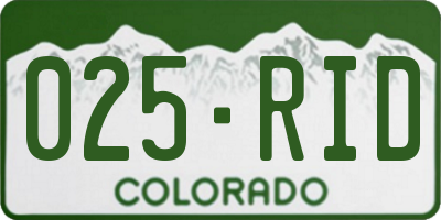 CO license plate 025RID
