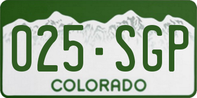 CO license plate 025SGP