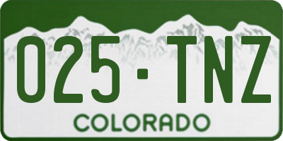 CO license plate 025TNZ
