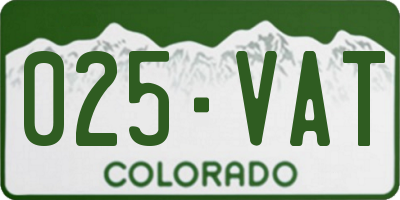 CO license plate 025VAT