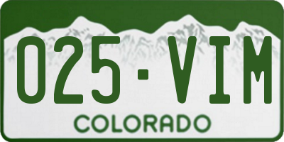 CO license plate 025VIM