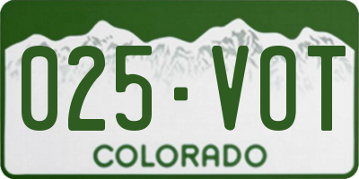 CO license plate 025VOT