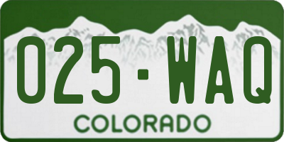 CO license plate 025WAQ
