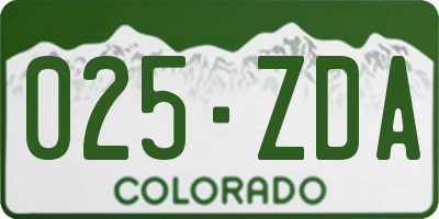CO license plate 025ZDA