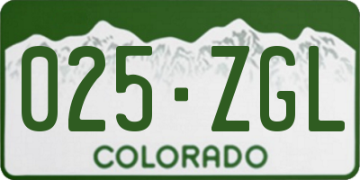 CO license plate 025ZGL