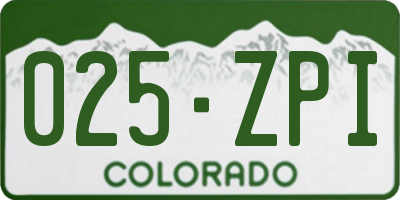CO license plate 025ZPI