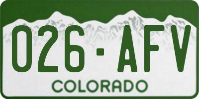 CO license plate 026AFV